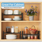2 Pack Expandable Kitchen Cabinet Shelves Organizer, Heavy Duty Metal Shelving - Image 7