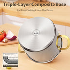 BEZIA 8 Quart Stainless Steel Stock Pot, 0-Coating Safe Cooking Pot - Image 2