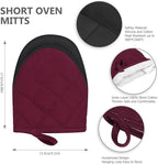 Short Oven Mitts, Heat Resistant 500°F, Silicone Grip Kitchen Gloves, Non-Slip - Image 2