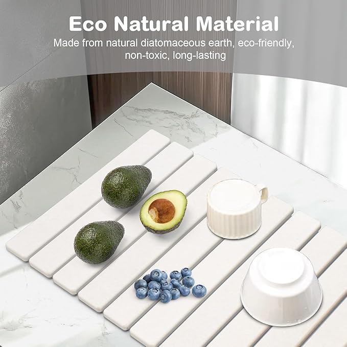 Large Stone Dish Drying Mat for Kitchen Counter, Collapsible Quick Drying Mat - Image 5