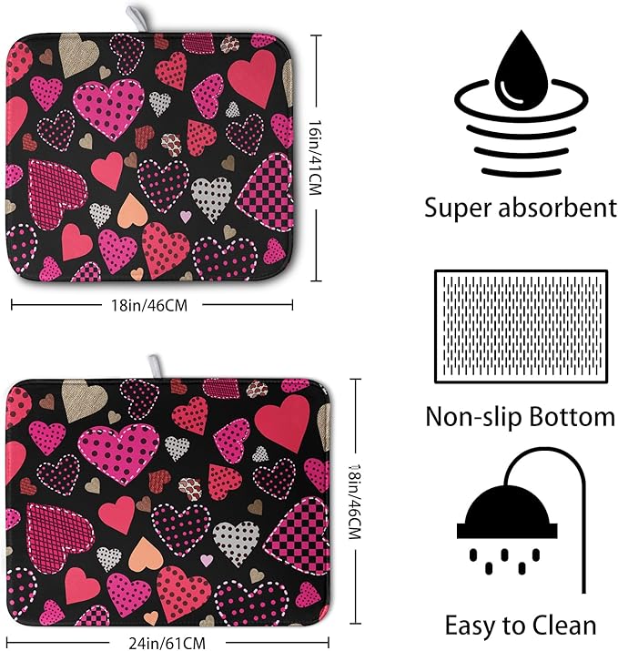 Valentine's Day Kitchen Drying Mats - Image 2