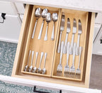 Fabsome Kitchen Utensil Drawer Organizer, Bamboo Silverware Cutlery Flatware - Image 5