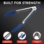 Kitchen Tongs with Silicone Tips Set of 3 Heat Resistant Tongs - Image 4