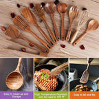 Kitchen Utenails Set with Holder, Kitchen Wooden Utensils - Image 3