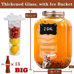 2 Gallon Drink Dispenser with 18/8 Stainless Steel Spigot, Sun Tea Glass Mason - Image 2