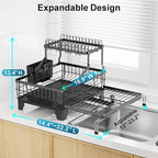 GSlife Large 2 Tier Dish Drying Rack, Expandable Heavy-Duty Dish Rack - Image 5