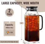 2 Pack 2 Liter/68 oz Square Glass Pitcher - Image 2