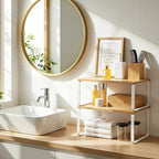 HOOBRO Cabinet Organizer Shelf, Expandable Kitchen Storage, Stackable Bamboo - Image 5