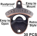 30 PCS Retro Bottle Cap Opener Wall Mounted Stainless, Antique Copper Screw in - Image 2