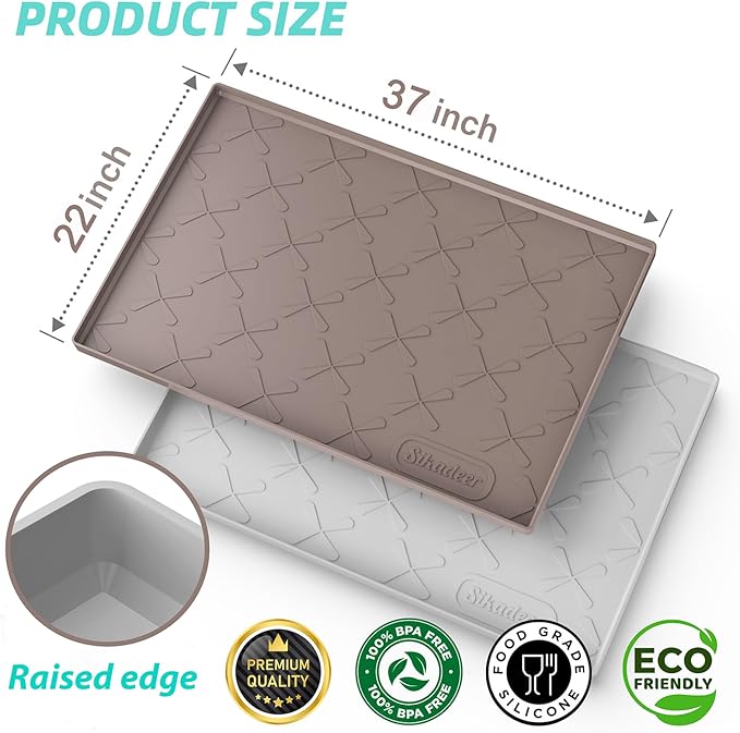 SIKADEER 37" x 22" Under Sink Mat Waterproof, Silicone Mat Kitchen Drawer Shelf - Image 3