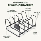 GreenPan Stainless Steel Wire Pots and Pans Lid Storage Rack, Holds 4 Lid Covers - Image 4