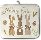 Happy Easter Bunny Dish Drying Mat Rabbits Egg Carrot Dish Pad by Kwlegh