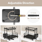 BOOSINY Dish Drying Rack, 2 Tier Large Stainless Steel Black Dish Rack - Image 3
