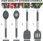 TeamFar Kitchen Utensils, for Non-stick Cookware Flipping, Draining – Gray - Image 2