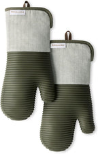 KITCHENAID® Evergreen Design Series Herringbone Ribbed Soft Silicone Oven Mitts by KitchenAid