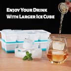 Large Ice Cube Tray with Lid and Bin, Jrisbo Silicone Big Square Ice Cube Molds - Image 4