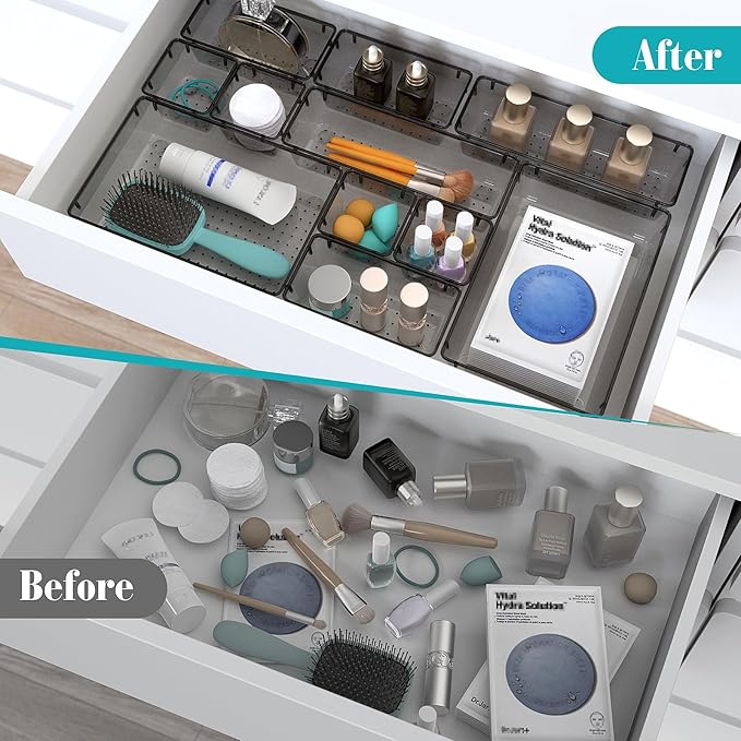 StorMiracle 23 PCS Clear Plastic Drawer Organizers Set, 4 Size Desk Drawer - Image 4