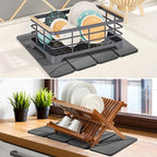 Small Stone Dish Drying Mat for Kitchen Counter, Foldable Water Absorbing - Image 6