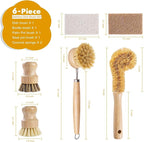DEBETOOL 6 Piece Bamboo Dish Brush Set - Image 2