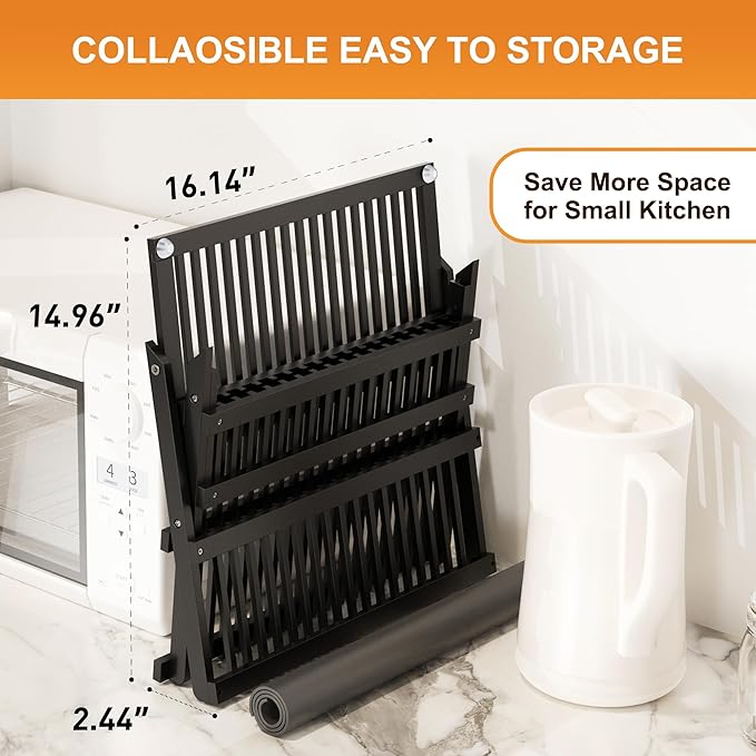 Greenual Black Bamboo Dish Drying Rack - Image 4