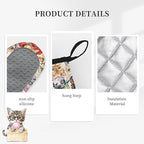 Cute Cat Oven Mitts and Pot Holders Sets 3PCS, Cat Silicone Heat Resistant Oven - Image 3