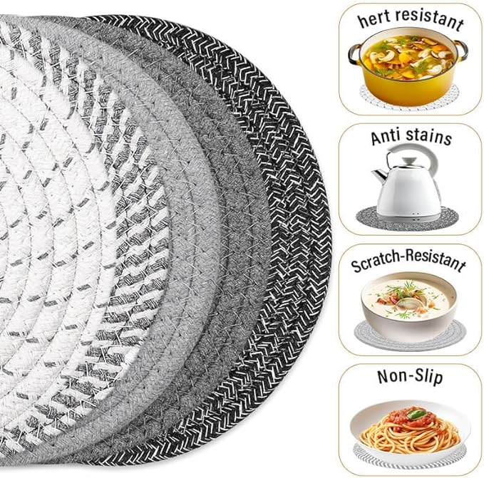 Tidponra Trivet Mats Set for Hot Dishes, 5 Heat Resistant Pot Holders Kitchen - Image 4