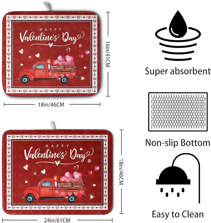 Happy Valentine's Day Dish Drying Mat - Image 2