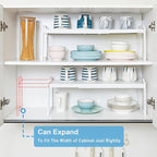 3 Pack Kitchen Cabinet Organizer Shelf, Stackable Expandable Shelves Organizers - Image 4