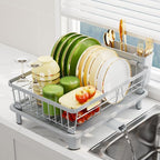 Dish Drainer Rack with Drip Tray, Sink Dish Drainer with Drainage Spout - Image 6