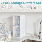 Vtopmart 2 Pack Stackable Storage Drawers, Plastic Organizers Bins - Image 3