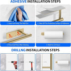 Paper Towel Holder Under Cabinet, Self-Adhesive, No Drilling, Stainless Steel - Image 6