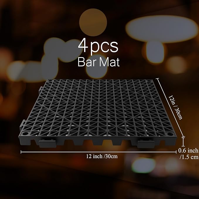 Tioncy 4 Pcs Bar Countertop Supplies Interlocking Mats 12 x 12 Inch Rubber - Image 2