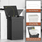 Function Home Trash Can Cabinet, 13 Gallon Kitchen Garbage Can, Wood Recycling - Image 9
