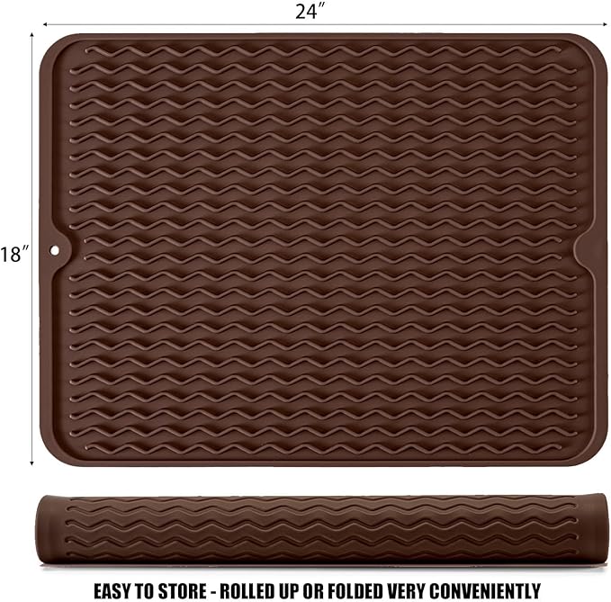 Large 24" x 18" Silicone Dish Drying Mat - Image 2