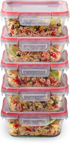 Pyrex Freshlock Glass Food Storage Containers Set, Airtight & Leakproof Plastic by Pyrex