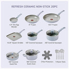 T-Fal Refresh Ceramic Nonstick Cookware Set, Oven Safe to 350°F, Includes - Image 2