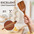 Wooden Spoons for Cooking, Comfortable Grip Wooden Cooking Utensils Set - Image 5