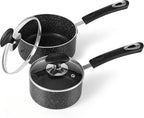 Nonstick Saucepan Set with Lid, Non Stick 1Qt & 2Qt Sauce Pan Set with Glass by HooJay