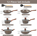 12Pcs Pots and Pans Set, Nonstick Cookware Sets, Non Stick Pots and Pan Set - Image 2