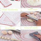 Rolling Pin with Adjustable Thickness Rings and Silicone Baking Pastry Mat Set - Image 5