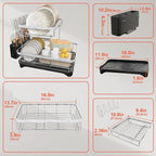 2-Tier Dish Drying Rack for Kitchen Counter, 304 Stainless Steel - Image 2