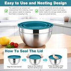 TeamFar Mixing Bowls, Stainless Steel Nesting Salad Bowls - Image 7