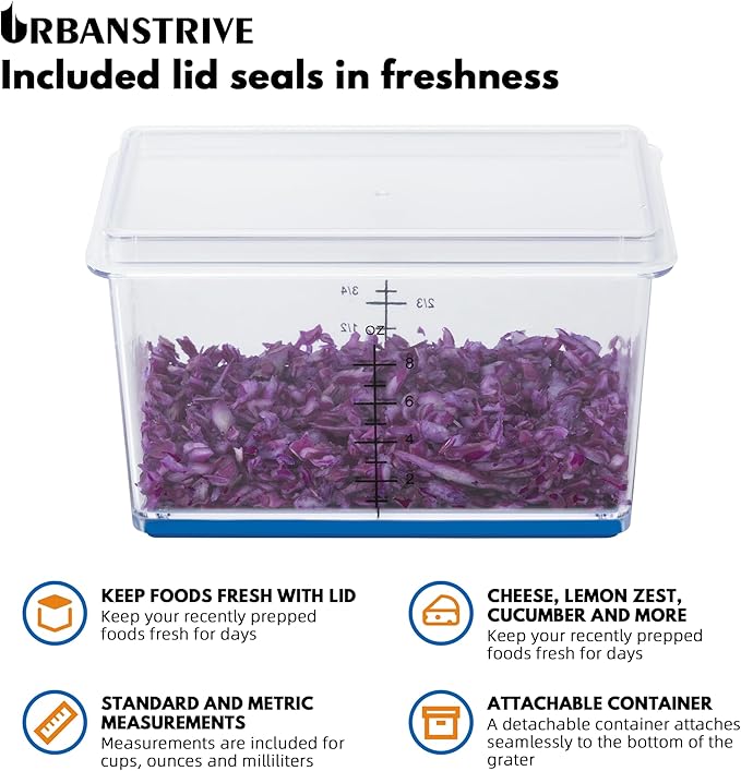 Urbanstrive Cheese Grater With Container, Professional Cheese Grater with Handle - Image 6