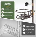 HAMITOR Corner Shower Caddy Tension Pole: 4-Tier Rust-Resistant Adjustable - Image 3