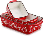 AVLA 3 Pack Ceramic Bakeware Set, Porcelain Rectangular Baking Dish Lasagna Pans - Image 3