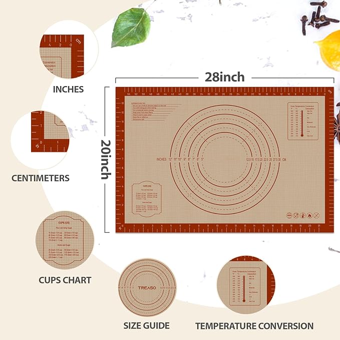 Pastry Mat, 0.7mm Extra Thick 28 x 20 Inches Large Non Stick Silicone Baking Pad - Image 3