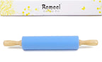 Silicone Rolling Pin for Baking Non-stick Rolling Pin Dough Roller Wooden - Image 8