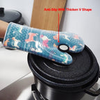 Oven Mitts Set of 2 with Transparent Clear Silicone Shell and Nice Dog Printing - Image 3