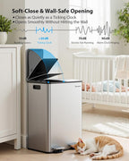 Lovewind Kitchen Trash Can, 2 x 8 Gallon Stainless Steel Trash and Recycle Bin - Image 4