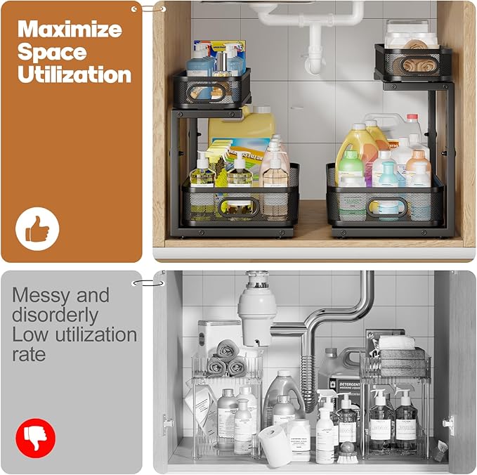 2 Pack 17.3IN-Depth Under Sink Organizer - Image 5